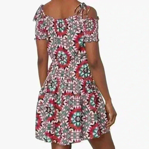 Wrangler Retro Off Shoulder Geo Pattern Western Festival Aztec Flow Dress - Picture 2 of 8